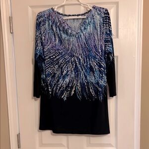Susan Graver Black and Blue Graphic Tunic